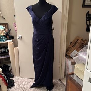 NWT La Femme Navy Long Formal Dress